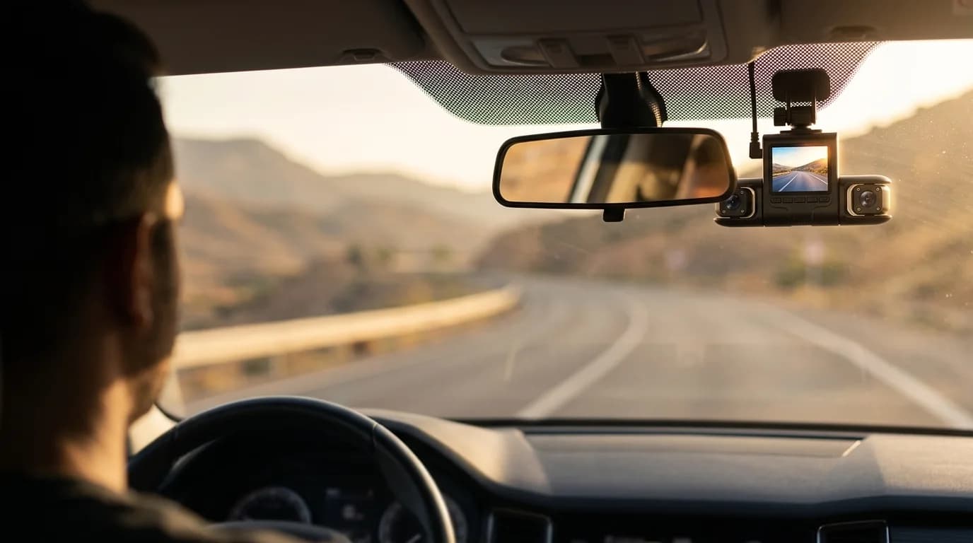 الكاميرا قرب المراية، الشاشة والعدسات الجانبية متوجهة للداخل