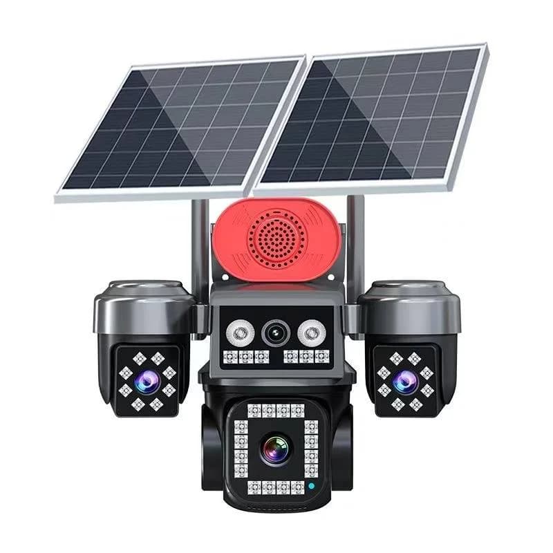Caméra de surveillance intelligente à énergie solaire, 4 objectifs, 20 MP