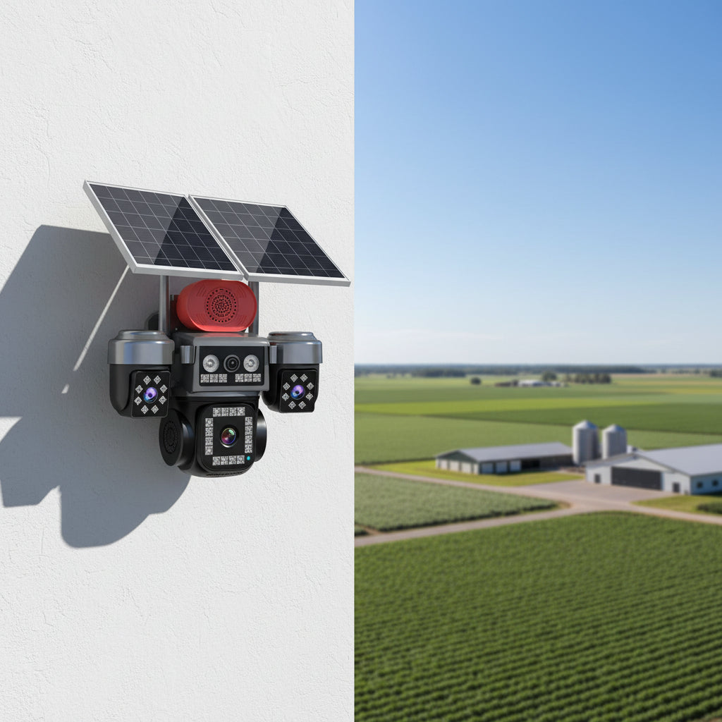 كاميرا مراقبة ذكية ب 2 طاقة الشمسية 4 عدسات MP20