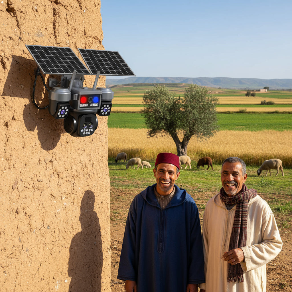 كاميرا مراقبة ذكية بالطاقة الشمسية بثلاث عدسات متحركة 15 mp zoom optic