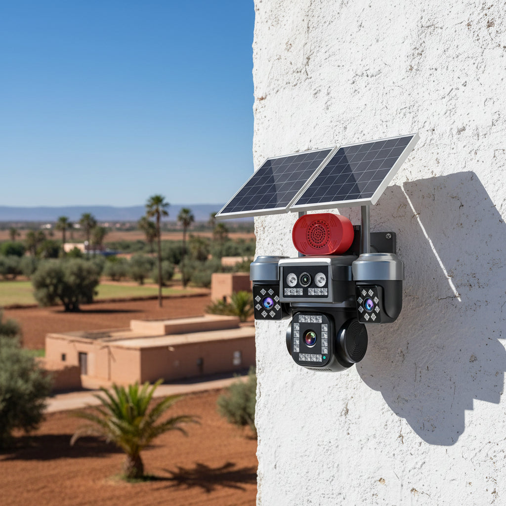 كاميرا مراقبة ذكية ب 2 طاقة الشمسية 4 عدسات MP20