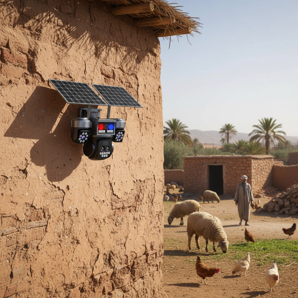 كاميرا مراقبة ذكية بالطاقة الشمسية بثلاث عدسات متحركة 15 mp zoom optic
