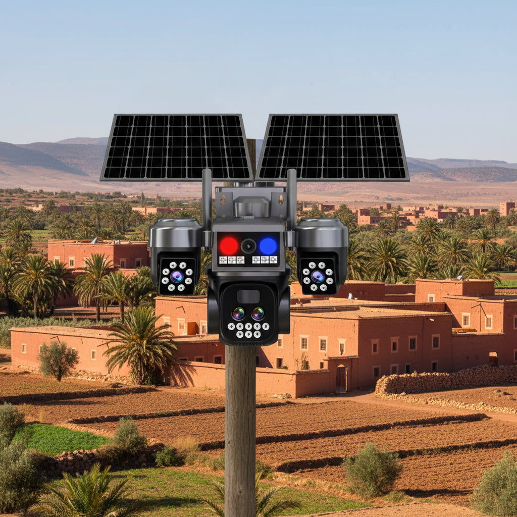 كاميرا مراقبة ذكية بالطاقة الشمسية بثلاث عدسات متحركة 15 mp zoom optic