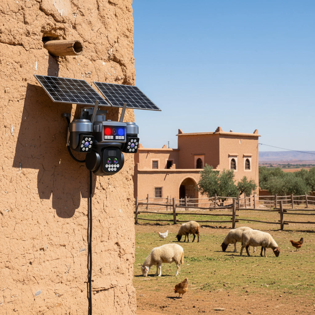 كاميرا مراقبة ذكية بالطاقة الشمسية بثلاث عدسات متحركة 15 mp zoom optic