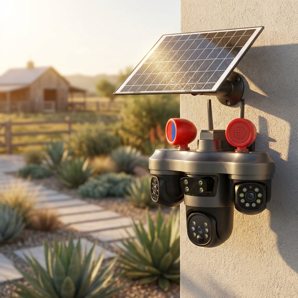 كاميرا مراقبة ذكية ب طاقة الشمسية 3 عدسات قابل للدوران MP 15