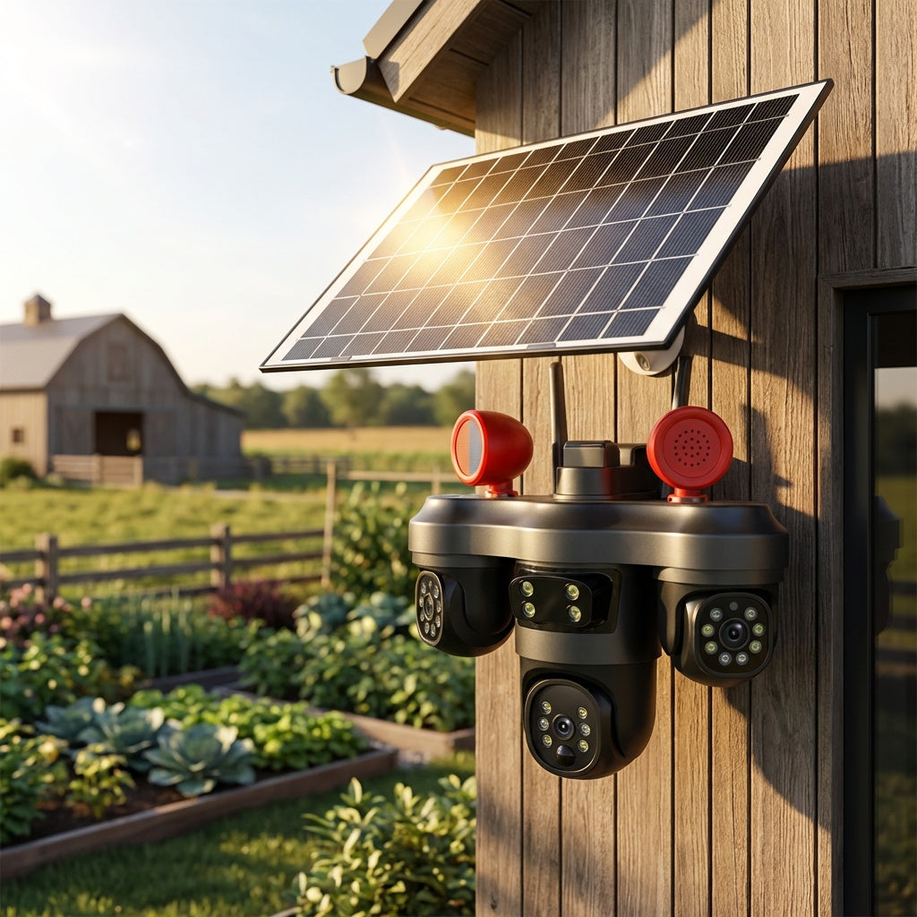 كاميرا مراقبة ذكية ب طاقة الشمسية 3 عدسات قابل للدوران MP 15