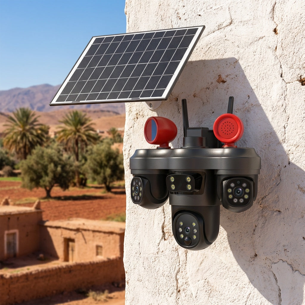كاميرا مراقبة ذكية ب طاقة الشمسية 3 عدسات قابل للدوران MP 15