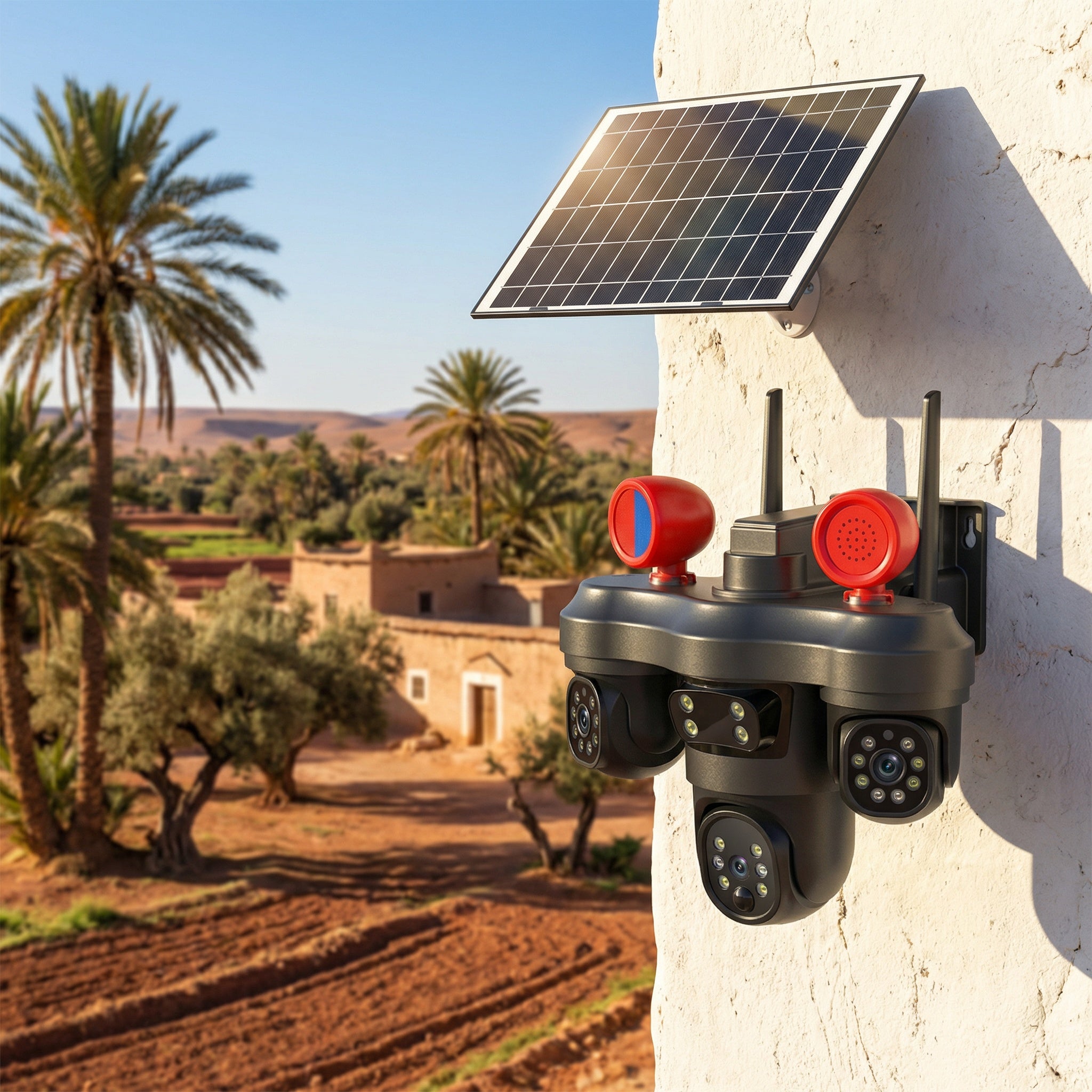 كاميرا مراقبة ذكية ب طاقة الشمسية 3 عدسات قابل للدوران MP 15