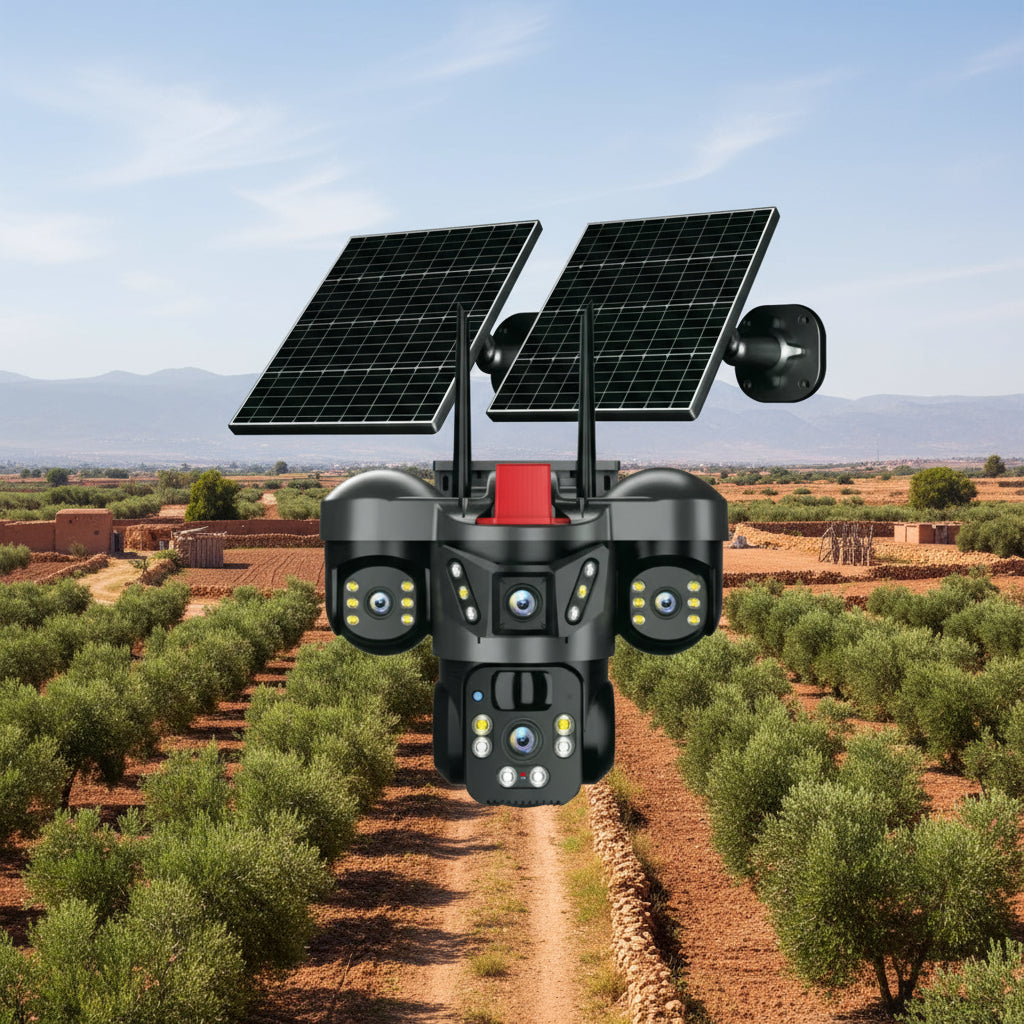 كاميرا مراقبة ذكية بالطاقة الشمسية بثلاث عدسات متحركة 15 mp z