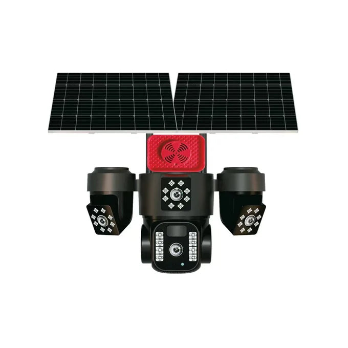 كاميرا مراقبة ذكية بالطاقة الشمسية بثلاث عدسات متحركة 15 mp black