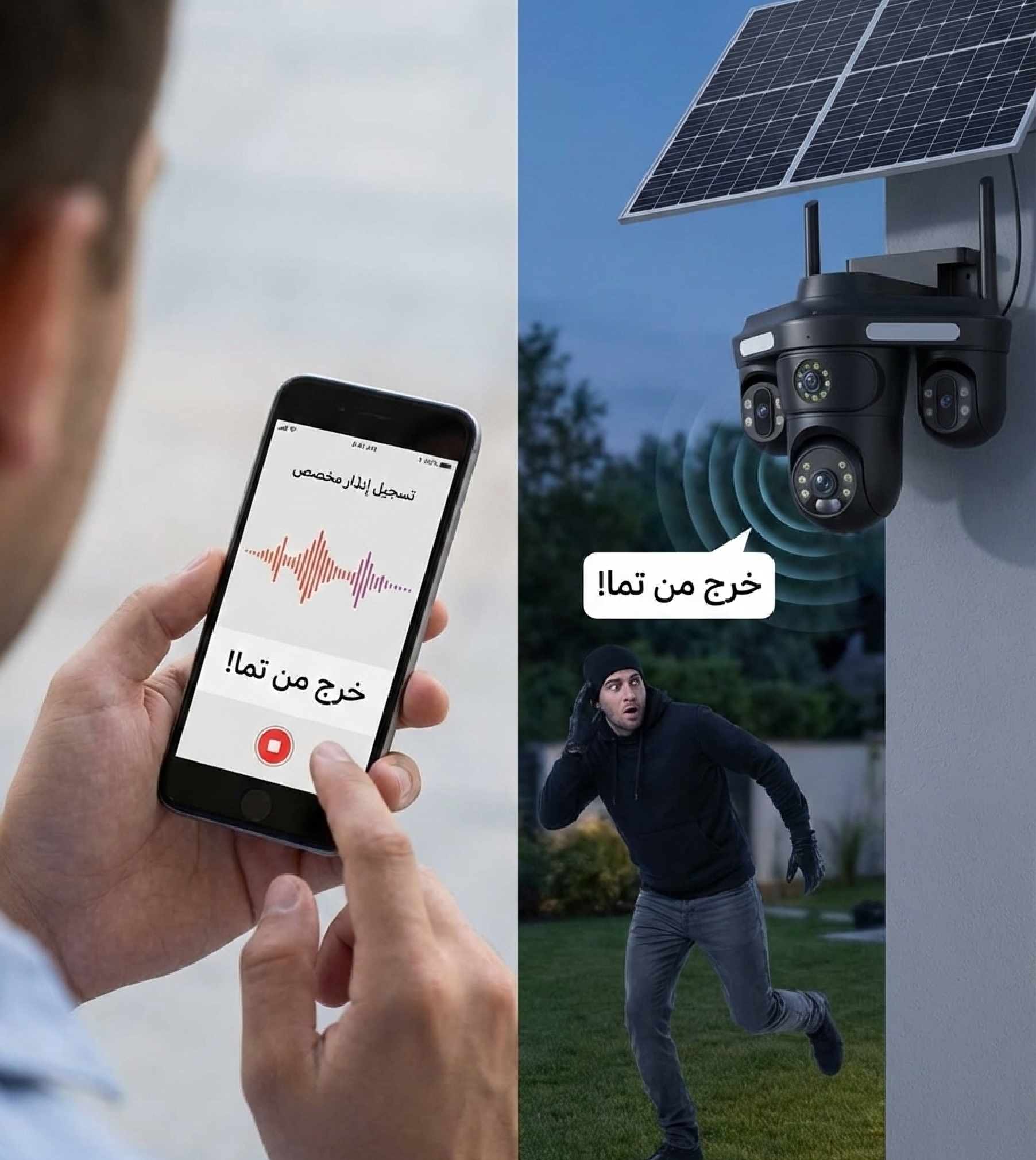 كاميرا مراقبة ذكية ب 2 طاقة الشمسية 4 عدسات MP20 MB