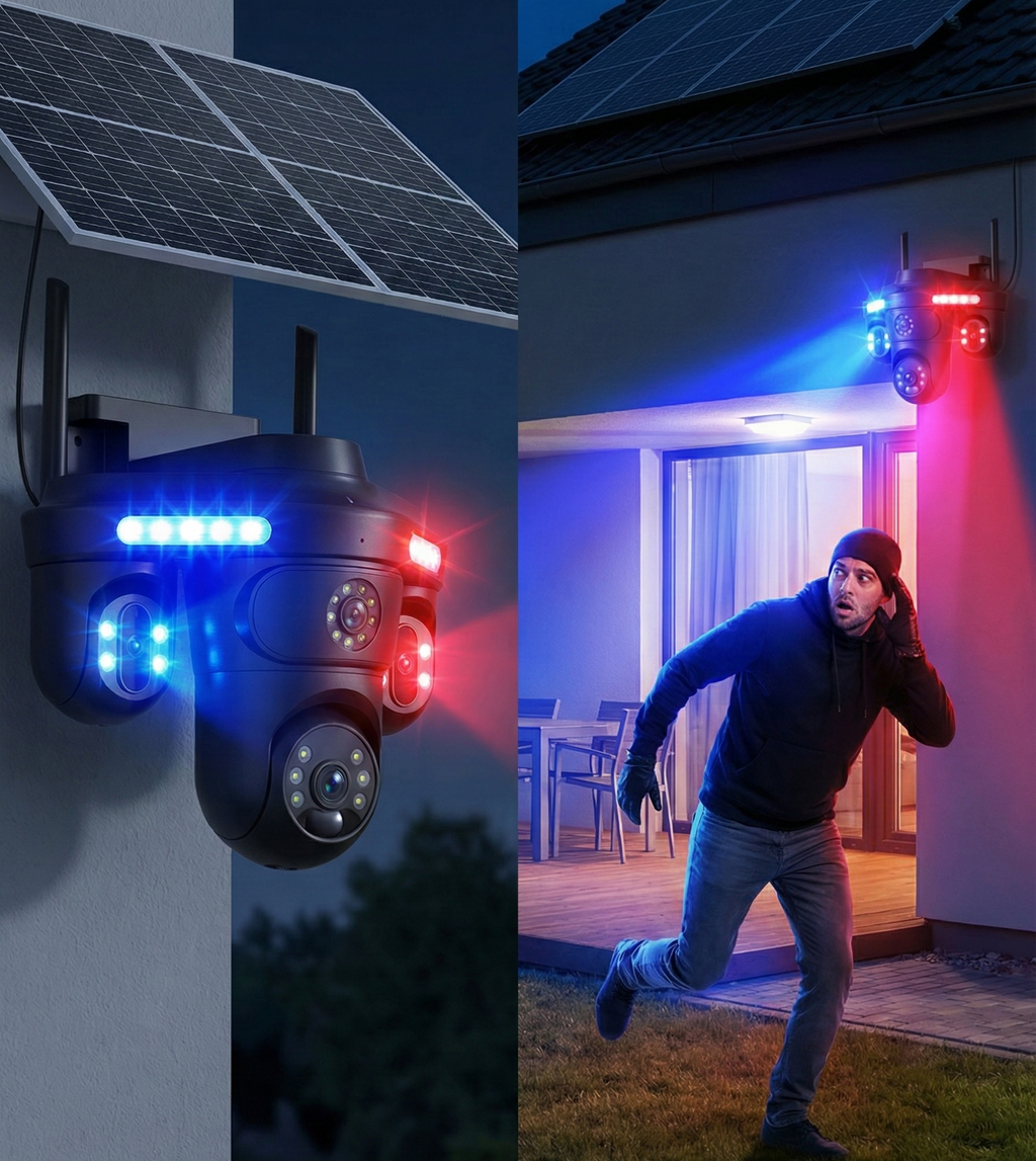 كاميرا مراقبة ذكية ب 2 طاقة الشمسية 4 عدسات MP20 MB