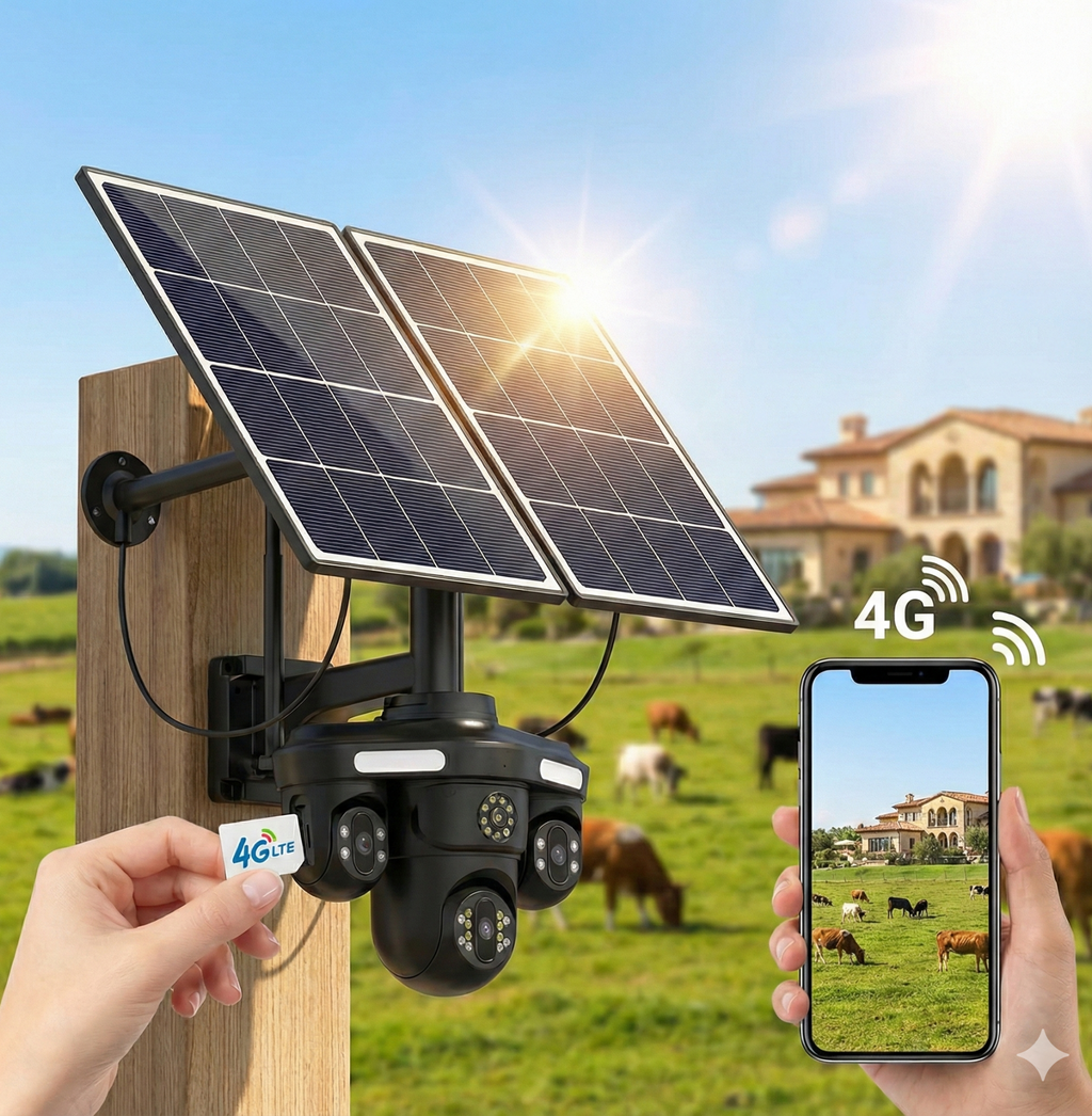 كاميرا مراقبة ذكية ب 2 طاقة الشمسية 4 عدسات MP20 MB