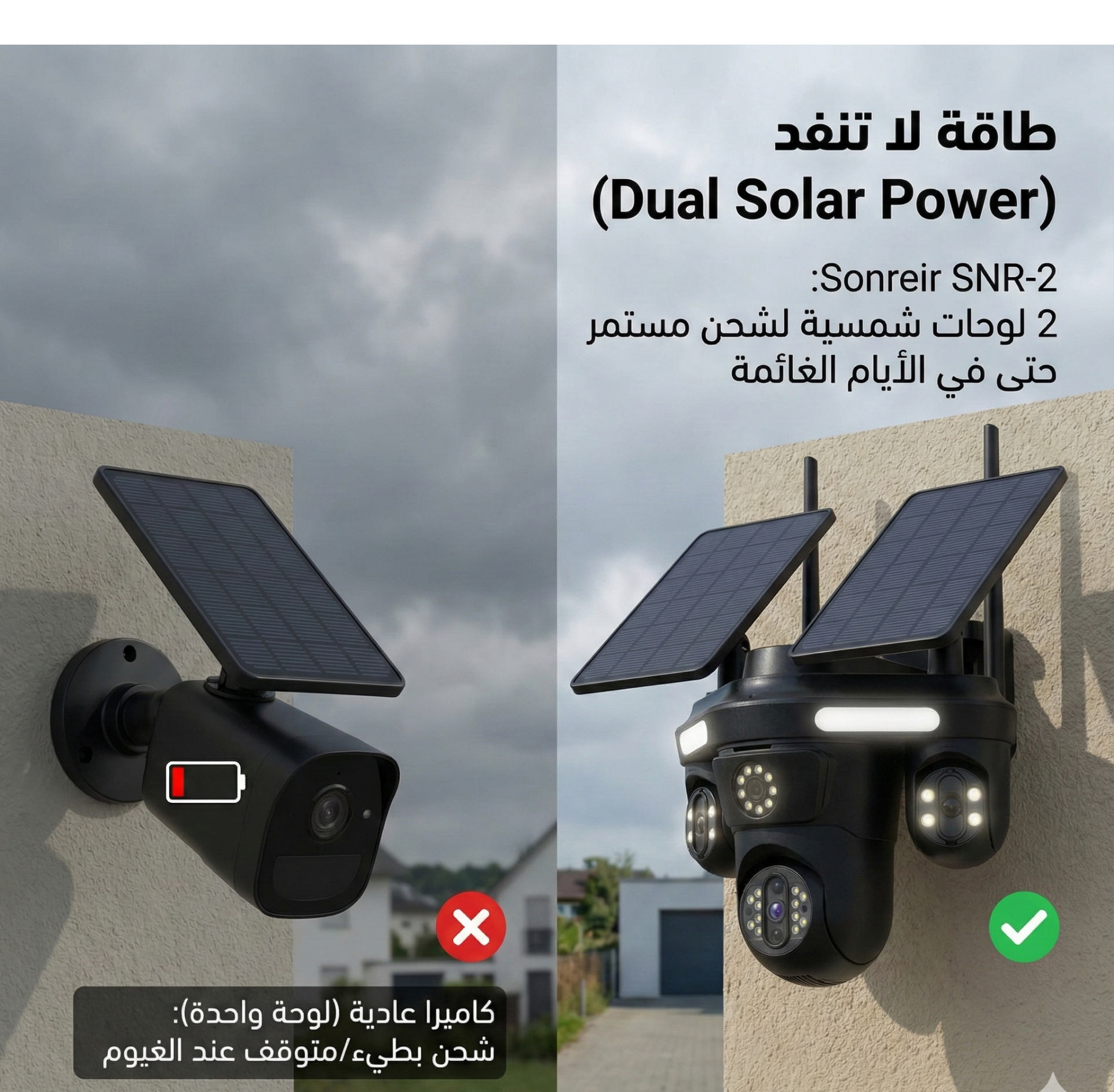 كاميرا مراقبة ذكية ب 2 طاقة الشمسية 4 عدسات MP20 MB